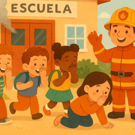 Los alumnos de inicial reciben una lección práctica sobre seguridad contra incendios